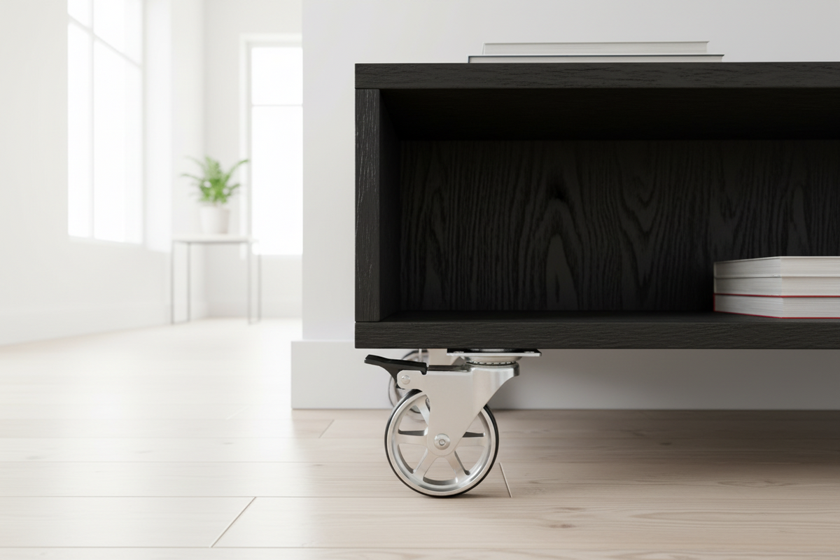 Berlin – exclusive furniture castor in polished aluminium, Ø75 mm, with brake - Copenhagenhomedesign