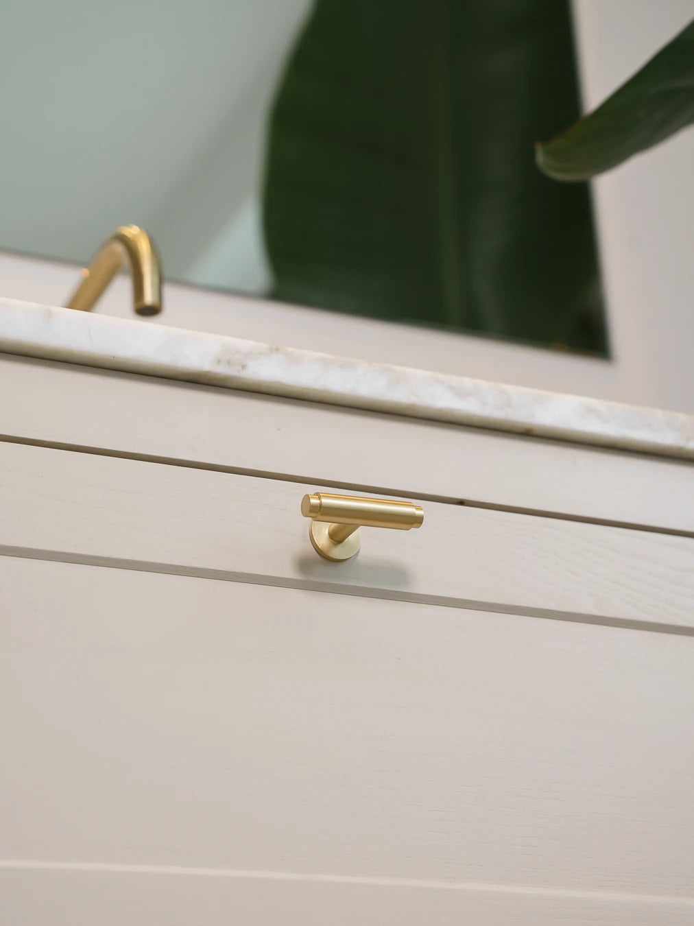 Hasseris T-bar cabinet knob in brushed brass, lacquered • Chr. Jørgensen