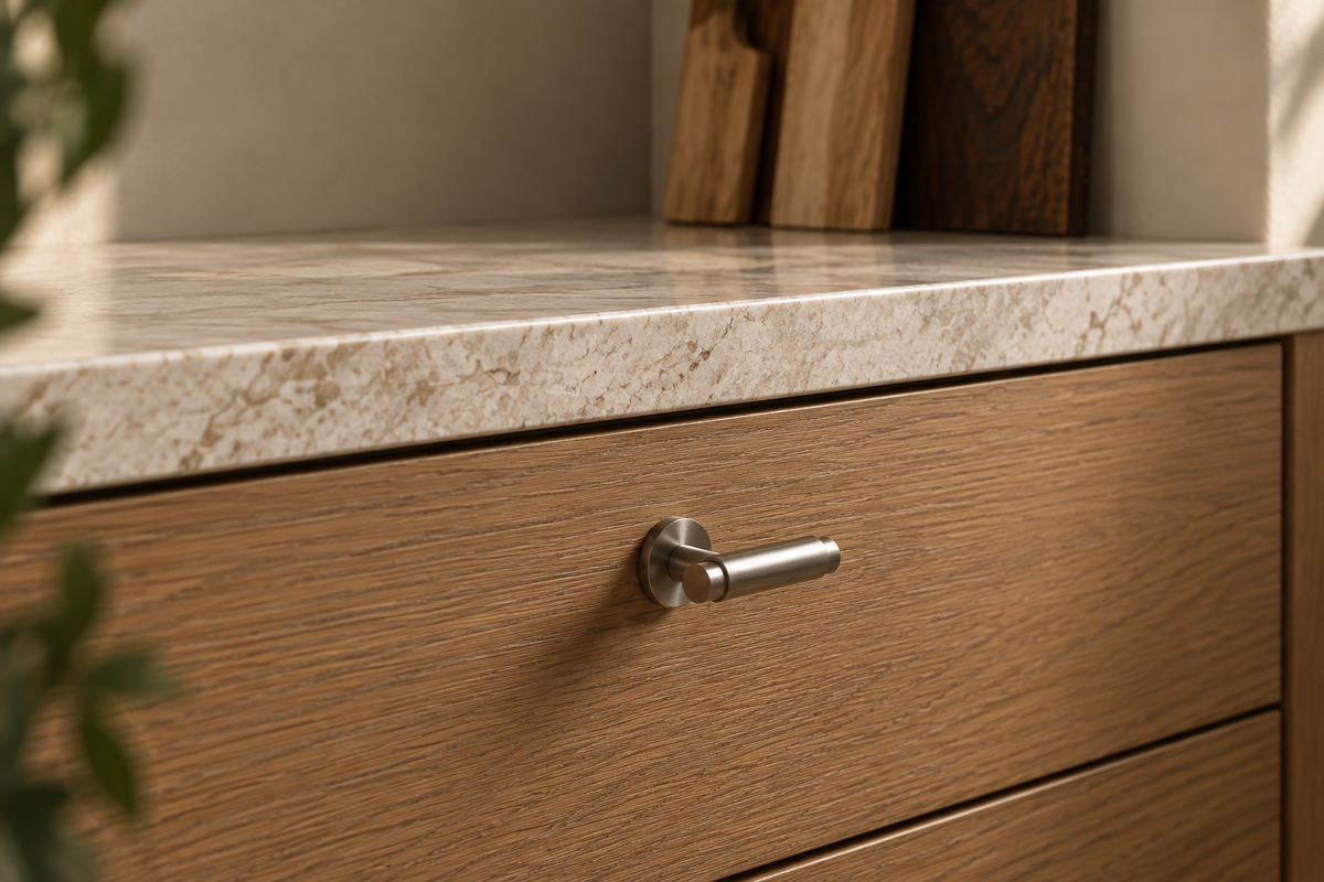 Hasseris T-bar cabinet knob, stainless steel look • Chr. Jørgensen