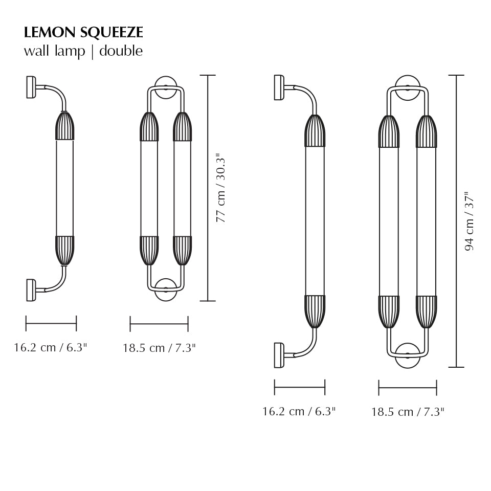Lemon Squeeze Wall Double, væglampe, messing • UMAGE - Copenhagenhomedesign