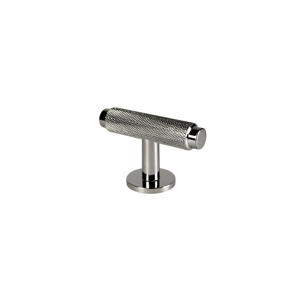 T-bar cabinet knob with diamond-cut pattern – polished nickel-plated, 56 mm – Nørrebro • Chr. Jørgensen