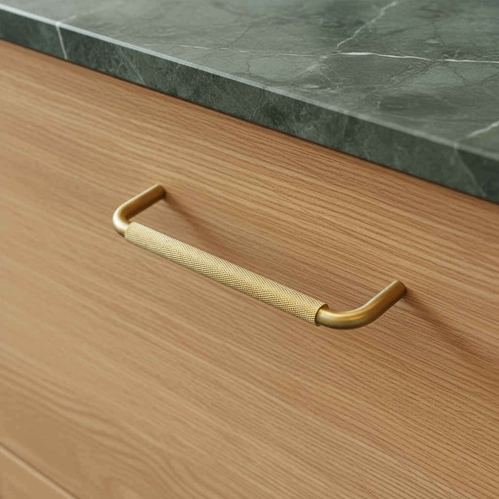 Østerbro diamond-cut cabinet handle in brushed brass, unlacquered • Chr. Jørgensen
