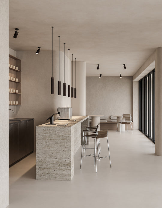 Patrone loftspot med roset, sortbruneret messing • Thorup Copenhagen - Copenhagenhomedesign