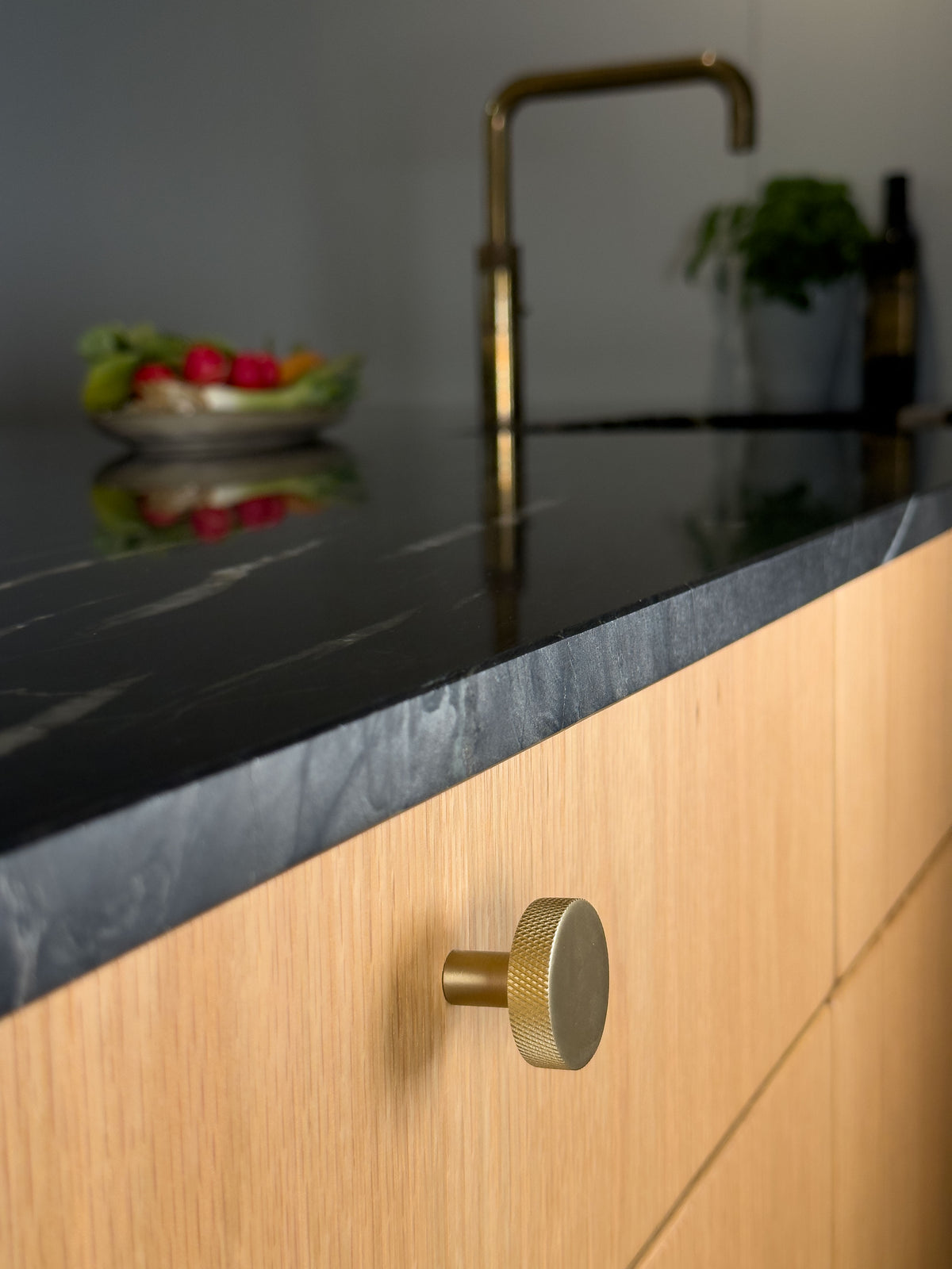 Østerbro diamond-cut cabinet knob in brushed brass with lacquer • Chr. Jørgensen