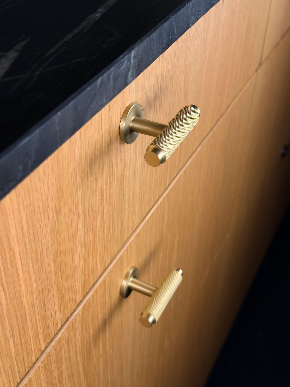 Nørrebro T-bar cabinet knob, lacquered brushed brass, 50 mm • Chr. Jørgensen