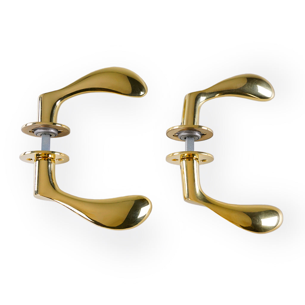 Dørgreb: Arne Jacobsen dørhåndtag - AJ97 dørgreb i poleret messing 97 mm. lille model c/c 30 mm.