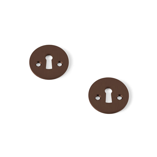 stainless steel with a brushed bronze-coloured PVD finish keyhole escutcheons with traditional keyhole-shaped opening, for AJ handles