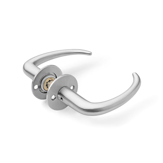 Classic door handle, brushed stainless steel • d line