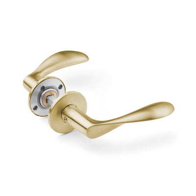 Arne Jacobsen AJ97 door handles, brushed brass look, 97 mm, snap-on covers • d line
