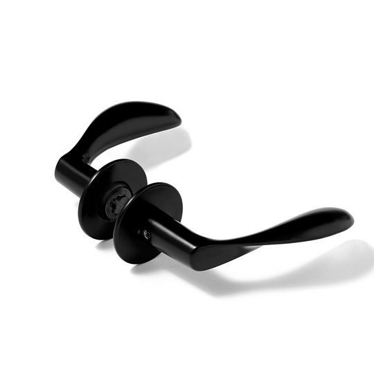 Arne Jacobsen AJ111 door handles, matt black RAL 9005, with snap-on covers • d line