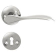 Bellevue door handle set, chrome, with roses and keyhole escutcheons, 30 mm fixing centres