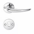 Coupé door handle in chrome, with rose and keyhole escutcheon, 30 mm fixing centres