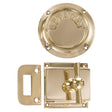 DSB toilet lock with indicator for outward-opening doors, unlacquered polished brass • KYNER & Co