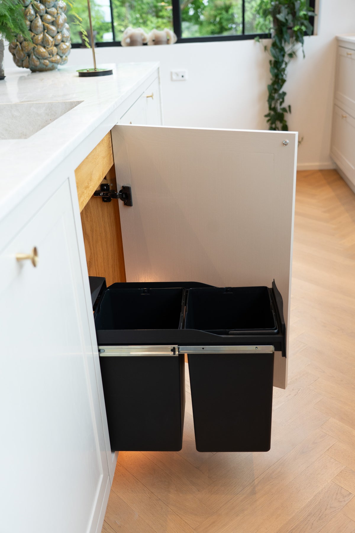 Copenhagen 2-28 black pull-out waste sorting system, 2 × 14 litres