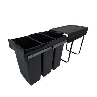 Copenhagen 3-30 black pull-out waste sorting system, 3 × 10 litres