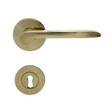 Vallerød door handle for new doors, including keyhole escutcheon and rose, unlacquered polished brass • KYNER & Co