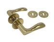 Bellevue door handle set, lacquered polished brass, with roses and keyhole escutcheons, 30 mm fixing centres