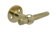 Rex door handle including rose, unlacquered polished brass • KYNER & Co