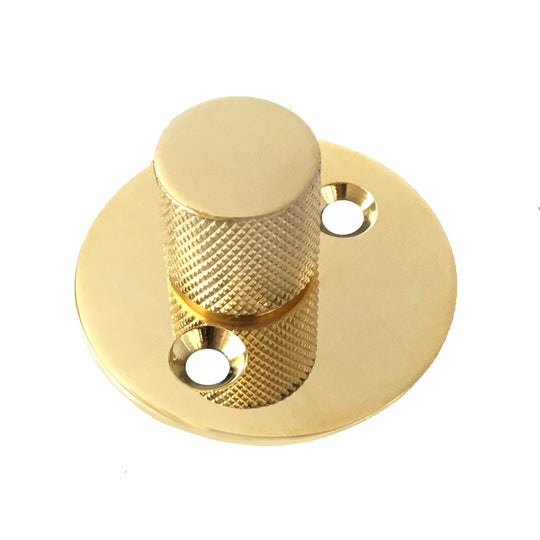 Rouletteret knurled thumbturn, unlacquered polished brass • KYNER & Co