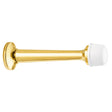 Lacquered solid brass door stop, white plastic cap, 78 mm