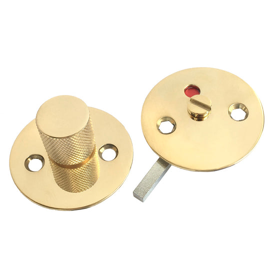 Rouletteret knurled bathroom turn and release, unlacquered polished brass • KYNER & Co