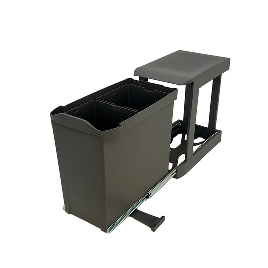Amsterdam 2-28 – automatic full-extension waste system, 2 × 14L, dark grey