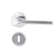 Rock door handle set, stainless steel look, with roses and keyhole escutcheons