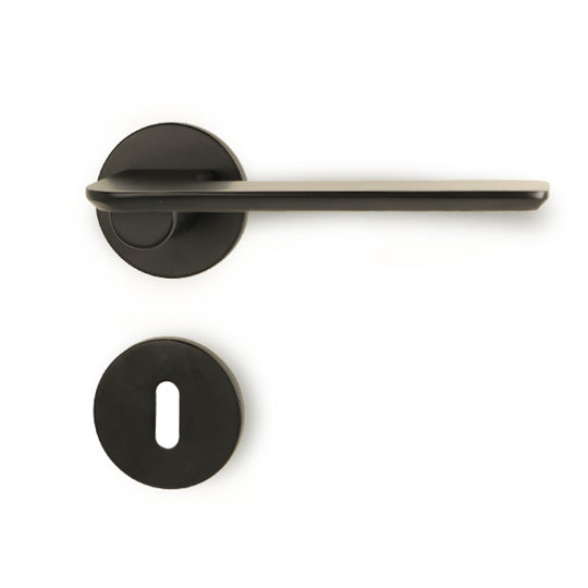 Disco door handle set, matt black, with roses and keyhole escutcheons
