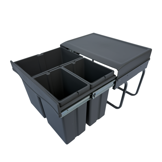 Copenhagen Front 3-30 dark grey pull-out waste sorting system, 15 + 2 × 7.5 L