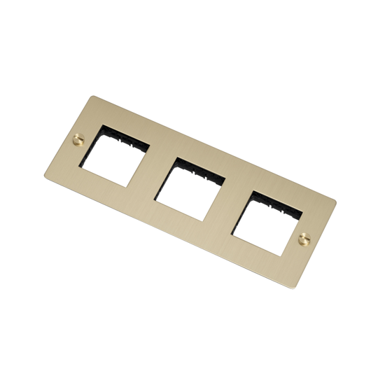 3G horizontal wall plate without infills, brass • Buster + Punch