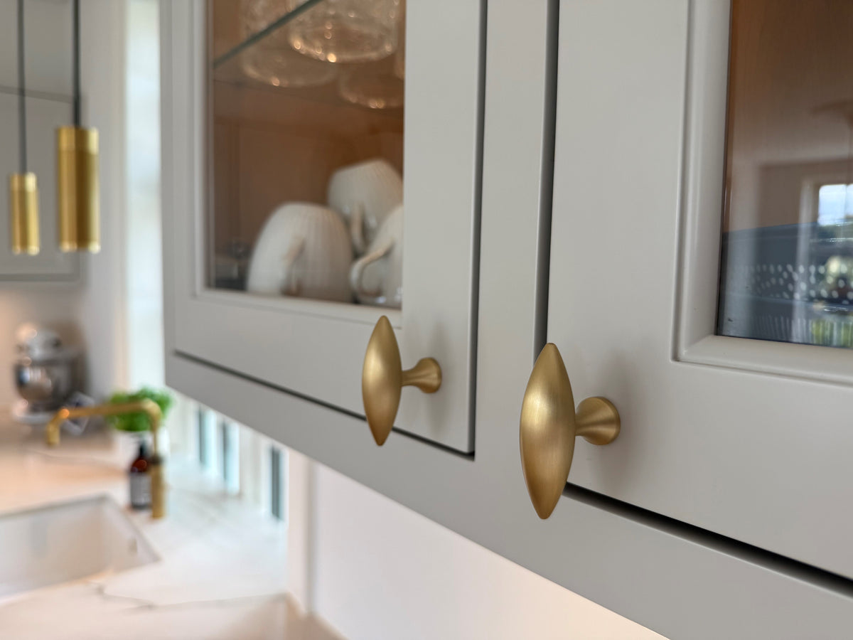 Nyholm cabinet knob in brushed brass, unlacquered – 56 mm • Chr. Jørgensen