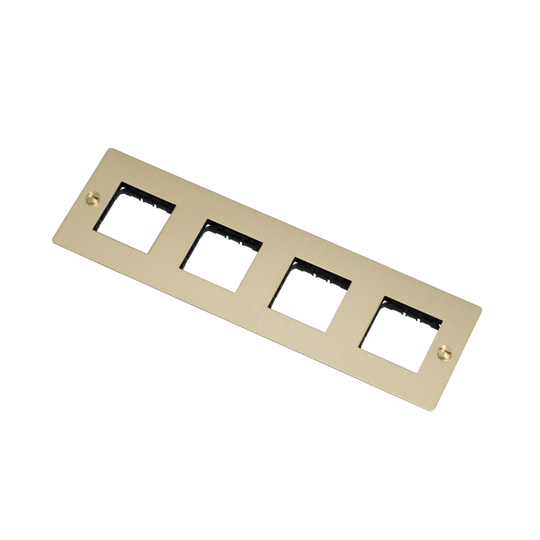 4G horizontal wall plate without infills, brass • Buster + Punch