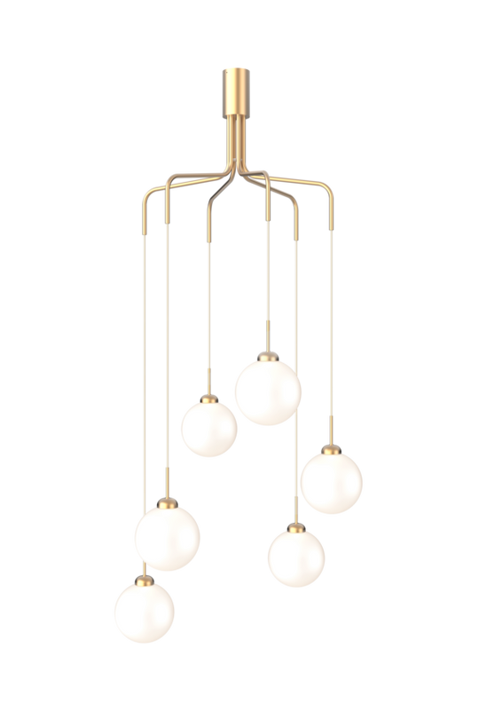 Apiales Cluster 6 chandelier, brushed brass / opal • NUURA