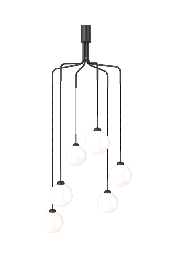 Apiales Cluster 6 lysekrone, satin black / opal • NUURA - Copenhagenhomedesign