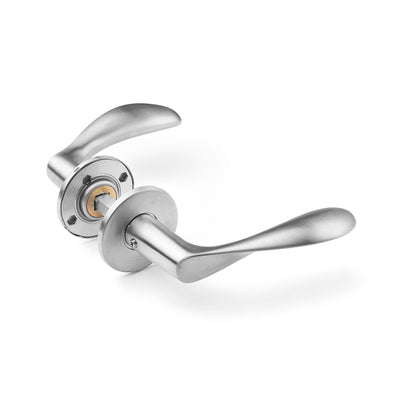Arne Jacobsen AJ97 door handles, brushed stainless steel, 97 mm, snap-on covers • d line