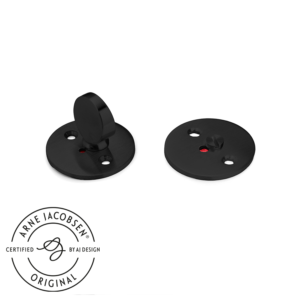 Arne Jacobsen toiletbesætning, mat sort (RAL 9005) med rød/hvid markering  • d line - Copenhagenhomedesign