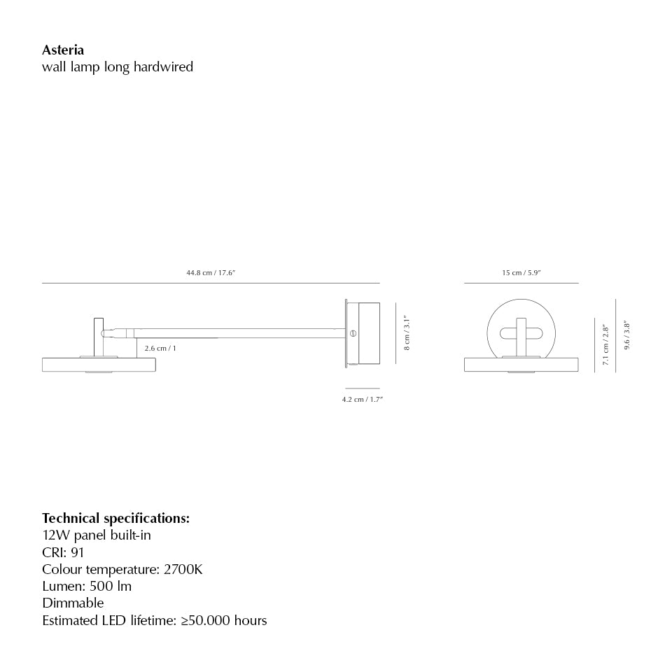 Asteria Wall væglampe (med hardwire add on), rose og stål • UMAGE - Copenhagenhomedesign