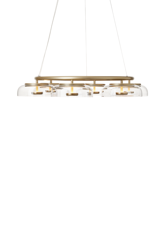 Blossi 6 lysekrone, nordic gold / clear • NUURA - Copenhagenhomedesign
