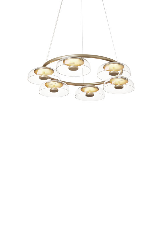 Blossi 6 lysekrone, nordic gold / clear • NUURA - Copenhagenhomedesign