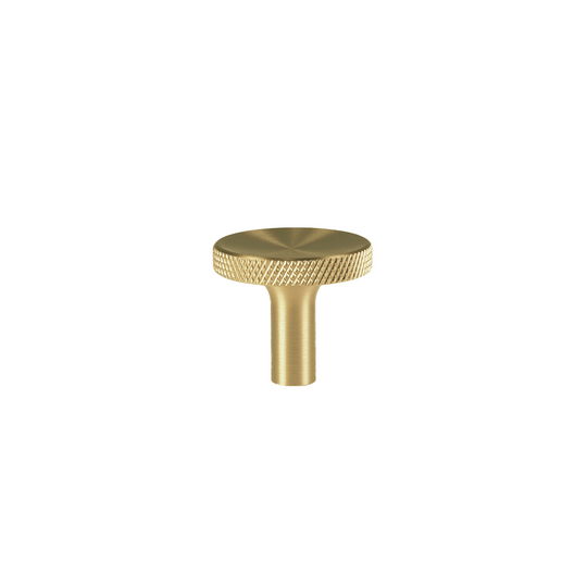 Søllerød diamond-cut cabinet knob, lacquered brushed brass – Ø 28 mm