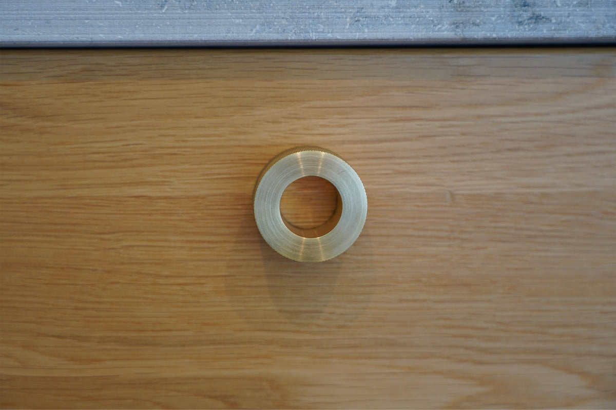 Kastellet diamond-cut cabinet handle in unlacquered brass • Chr. Jørgensen