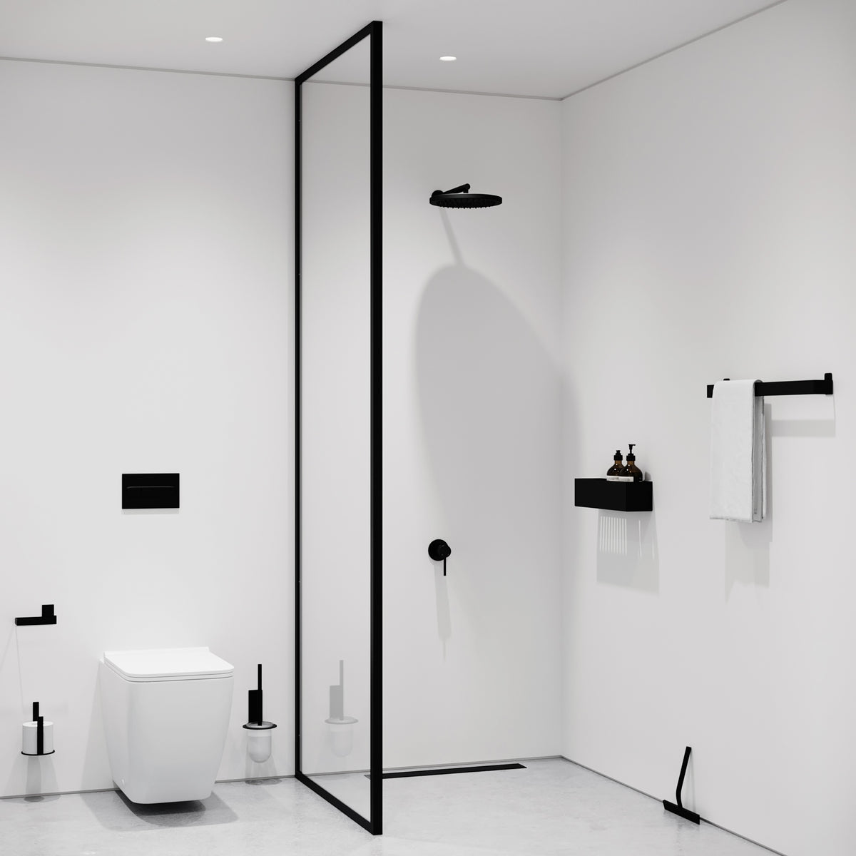 Brusehylde hjørne, sort • NICHBA - Copenhagenhomedesign