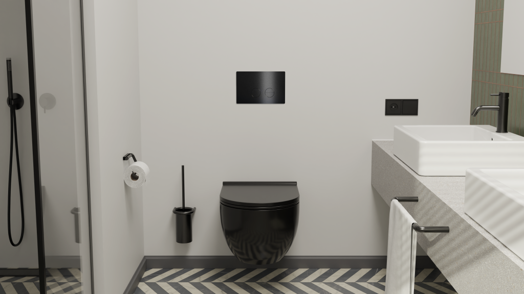 Betjeningplade til toilet, sort (PVD sort) • d line - Copenhagenhomedesign