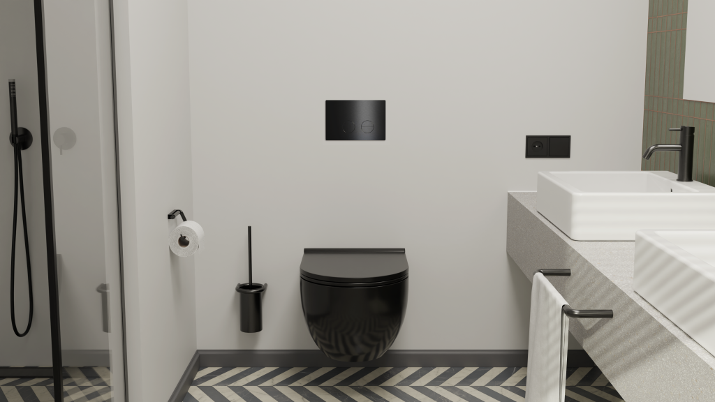 Betjeningplade til toilet, sort (PVD sort) • d line - Copenhagenhomedesign