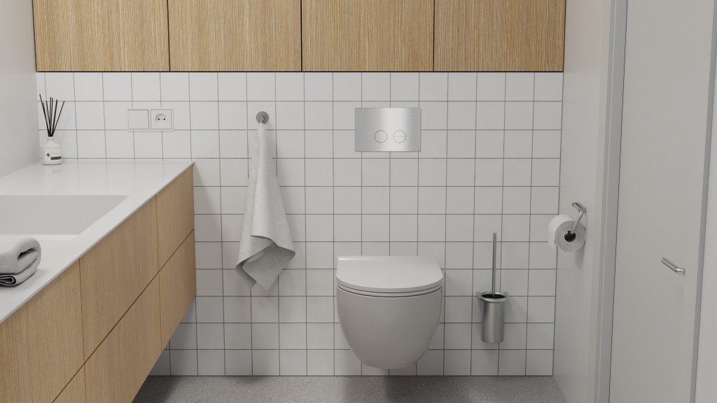 Betjeningplade til toilet, børstet rustfrit stål • d line - Copenhagenhomedesign