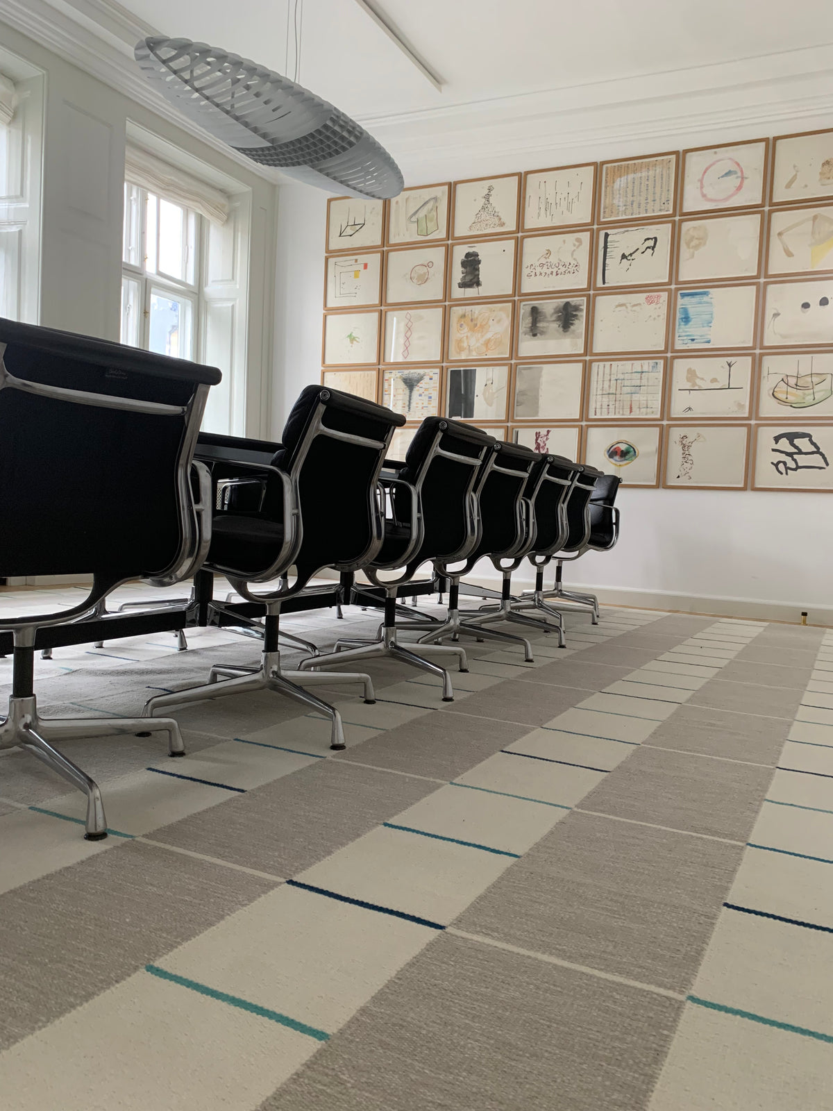 Tæppe VK-11, grå/hvid/blå • NORDICMODERN - Copenhagenhomedesign