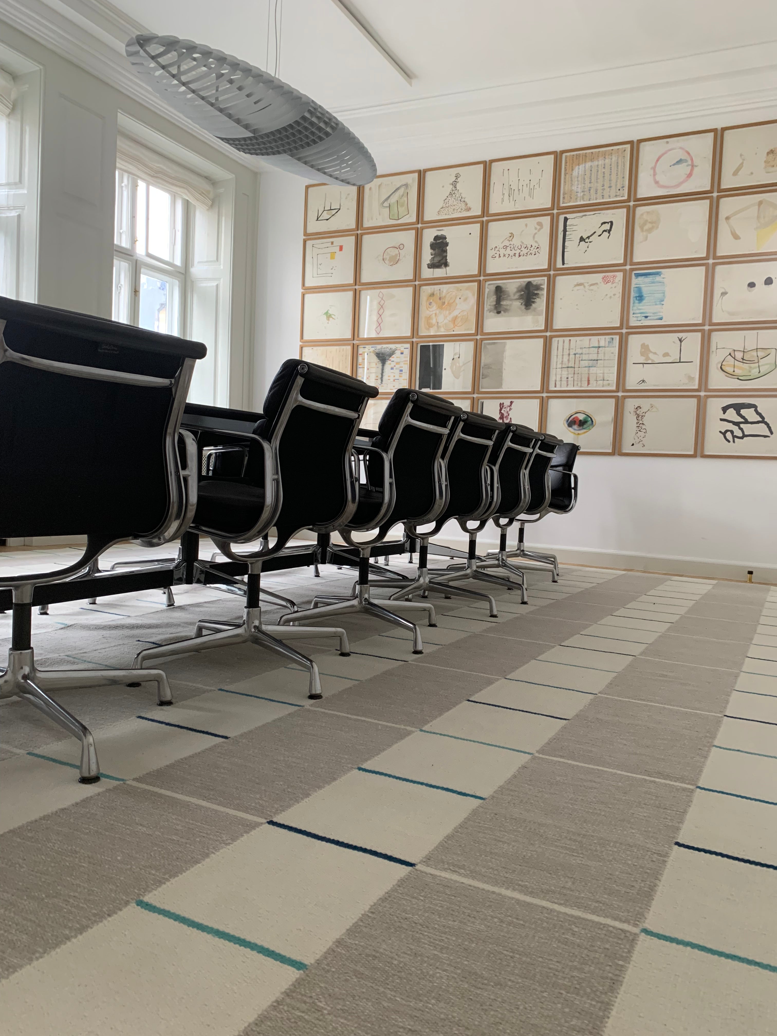 Tæppe VK-11, grå/hvid/blå • NORDICMODERN - Copenhagenhomedesign