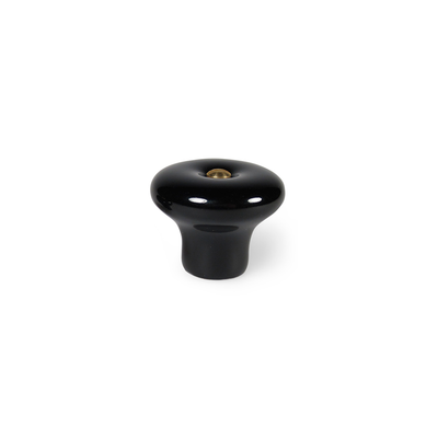 Lyngby black porcelain knob with brass screw, 31 mm • Chr. Jørgensen