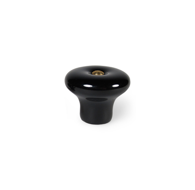 Lyngby black porcelain knob with brass screw, 36 mm • Chr. Jørgensen