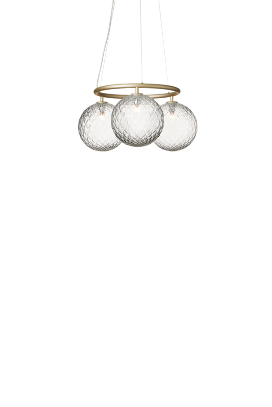Miira 3 Circular chandelier, brass / optic clear • NUURA